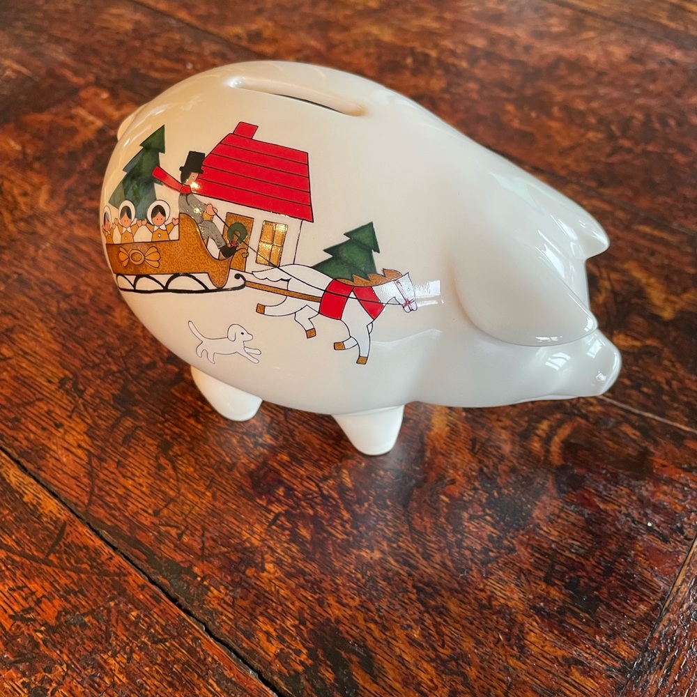 Mason’s Ironstone Christmas Village Holiday Piggy Bank NIB